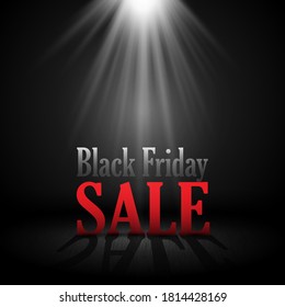 Black Friday sale background with letters under a spotlight