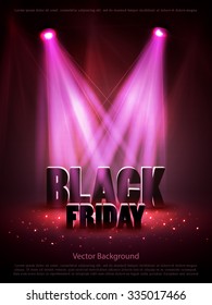 Black friday sale background with red lights. Vector illustration