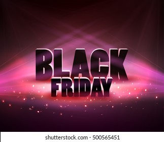 Black friday sale background with red lights. Vector illustration