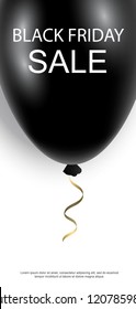 Black Friday sale background with black shiny air balloon.
Universal template for advertising poster, banners, labels, flyers, card.