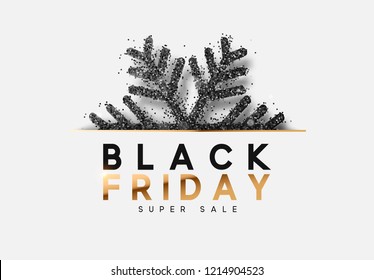 Black Friday Sale. Background with black snowflake