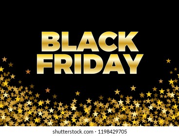Black friday sale background. Vector illustration with golden stars