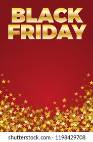 Black friday sale background. Vector illustration with golden stars