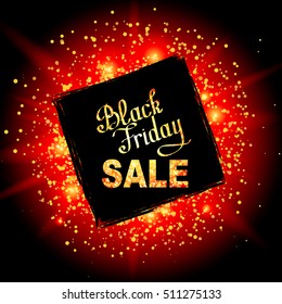 Black friday sale background. Black white lights bokeh background. Vector illustration