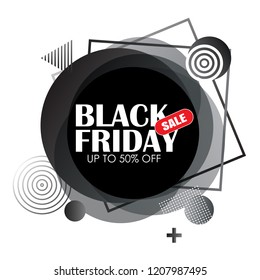 Black friday sale badge circle banner on white background. Use for advertising, label, posters, web, presentation. 