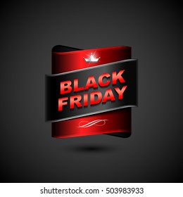 Black Friday Sale Badge. Black Friday Inscription Label, Sticker, Emblem. Vector illustration EPS10.