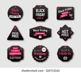 Black Friday Sale badges and labels. Vector illustration.