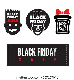 Black Friday Sale Badges Labels vector design templates. Creative characters for Poster Banner Grand clearance.