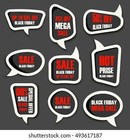 Black Friday Sale badges and labels banner offer vector