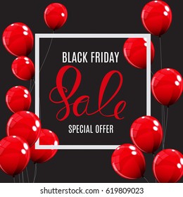 Black Friday Sale Balloon Concept of Discount. Special Offer Template .Vector Illustration EPS10
