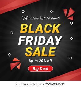 Black Friday Sale Banner With Up to 10% off. Vector illustration. Black Friday Sale Poster for social media and fb ads. 10% Discount.