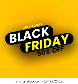 Black friday sale banner, 50% off. Vector illustration.