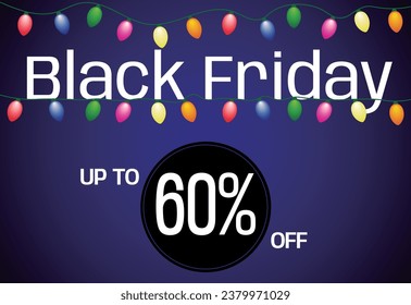 Black Friday Sale Banner - Up to 60% Off on Christmas Lights and Festive Decorations
