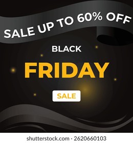Black Friday Sale Banner – Up to 60% Off Promotional Discount Design

