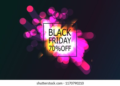 Black Friday Sale banner with abstract light. Vector illustration