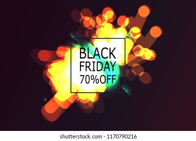 Black Friday Sale banner with abstract light. Vector illustration