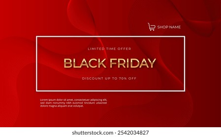 Black Friday sale banner. Abstract red background with geometric lines