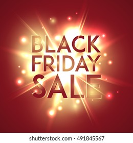 Black Friday Sale banner with abstract light. Vector illustration