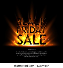 Black Friday Sale banner with abstract light. Vector illustration.