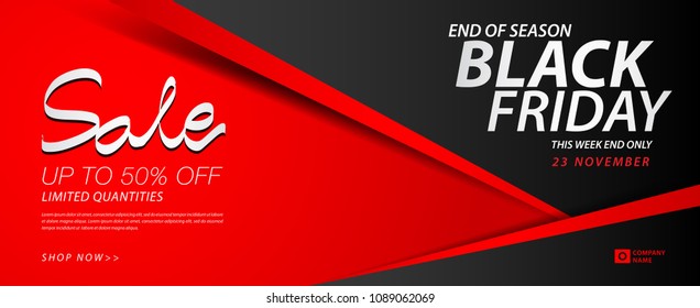 Black friday sale banner, Ads, header banner, gift voucher, Discount card, promotion poster, advertisement, marketing, tags, sticker, brochure, leaflet, presentation, flyer vector illustration