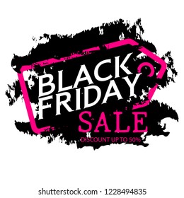 Black friday sale banner with artistic brush on white background.Vector illustration