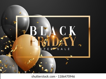 Black friday, sale banner background with balloons. Black friday, sale banner background with balloons.