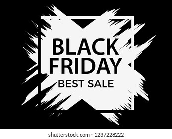 Black friday. Sale banner. Background with ink painting. Background with paint strokes, grunge style. Special offer with big discount. Vector illustration