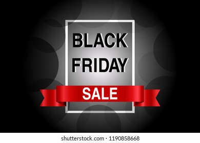 Black Friday Sale Banner with balloon and ribbon