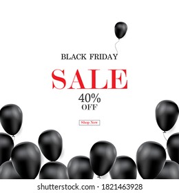 Black Friday sale banner with balloon background. Social media vector illustration template for website and mobile website development, email and newsletter design 