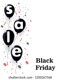 black Friday sale, banner, balloons vector