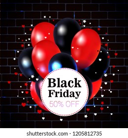 black Friday, sale, banner, balloons, 3D, vector,