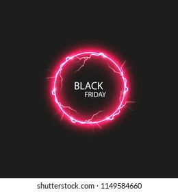 Black friday sale banner with bright round abstract background