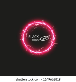 Black friday sale banner with bright round abstract background.