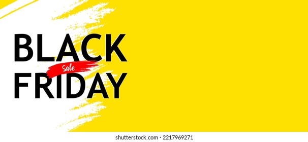 Black friday sale banner with a brush stroke. Modern trendy horizontal banner, poster, header template for website. Vector EPS 10