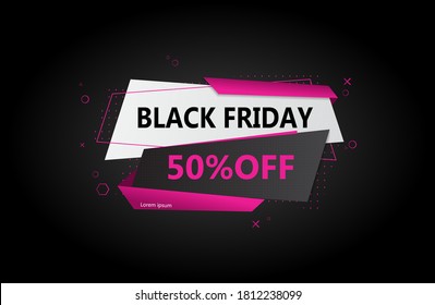 Black friday sale banner with colored details. Sale inscription design template