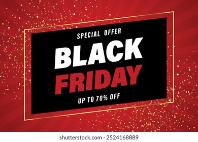 Concepto de Anuncio de venta de Black Friday. Plantilla de diseño para la venta del Black Friday, publicidad y redes sociales. Vector.