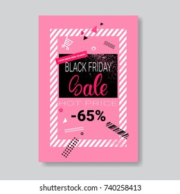 Black Friday Sale Banner With Copy Space Pink Template Poster Grunge Design Shopping Discount Concept Vector Illustration