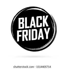 Black Friday Sale, banner design template, discount tag, grunge brush, vector illustration