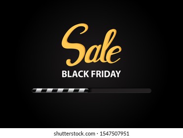 Black Friday Sale banner design with black and white loading bar indicating that Black Friday is approaching. Vector Illustration.