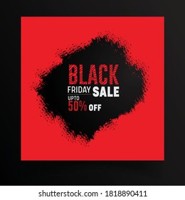 Black Friday sale banner design, Dark brush and red background