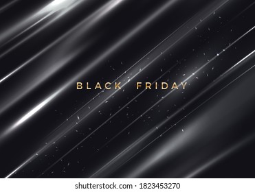 Black Friday Sale Banner Design. Luxury Black Striped Background. Dark Vector Advertising Illustration.