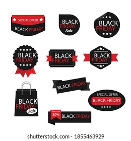 Black friday sale banner design set over a white background, vector illustration