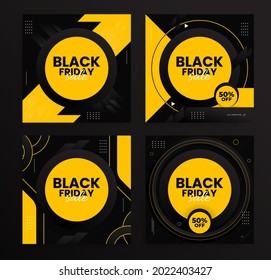 Black Friday sale banner design template set, Black Friday social media banner set