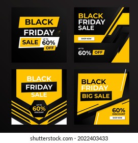 Black Friday sale banner design template set, Black Friday social media banner set