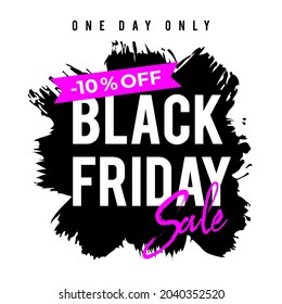 Black friday sale banner design with discount up to 10% off. Flash sale vector template.