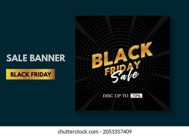 black friday sale banner design, gold black friday writing on black background 
