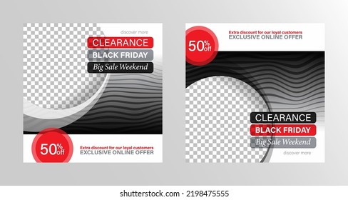 Black Friday Sale Banner Design. Big Sale Weekend Social Media Post Template.