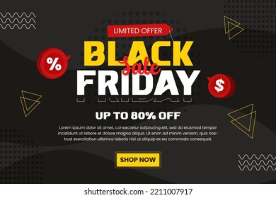 Black Friday Sale banner design template easy to customize simple and elegant design