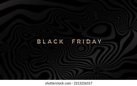 Black Friday Sale Banner Design. Luxury Black Wave Background. Dark Vector Advertising Illustration.