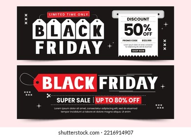 Black Friday sale banner design template easy to customize simple and elegant design